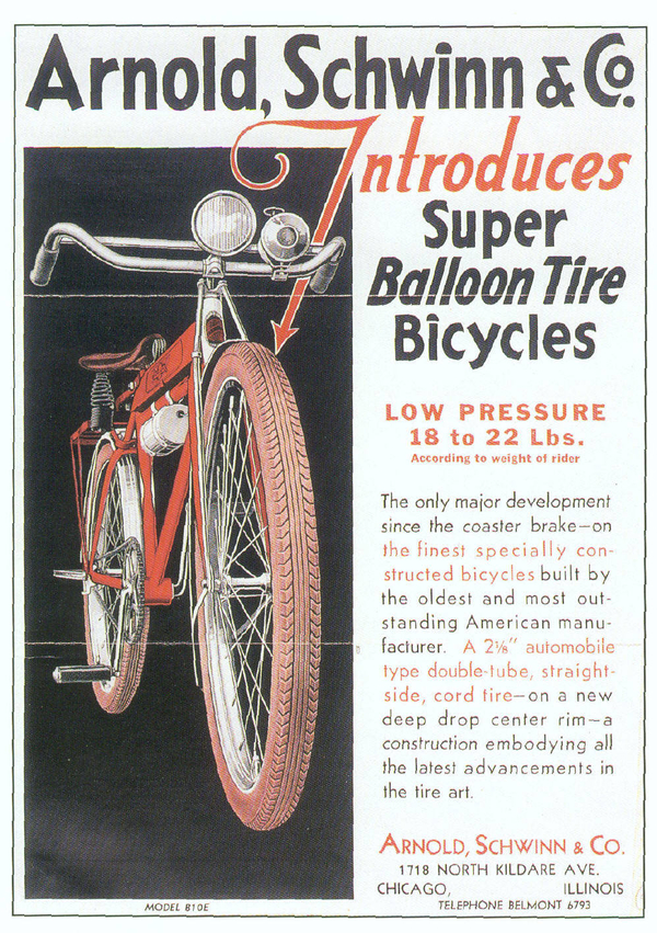 1933 Schwinn Balloon Tire, 26" x 2 1/8", with inner tubes